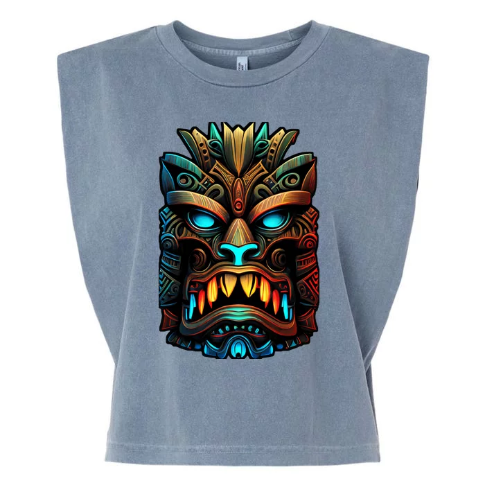 Get Ready For The Beach This Summer with Our Tiki Mask Garment-Dyed Women's Muscle Tee