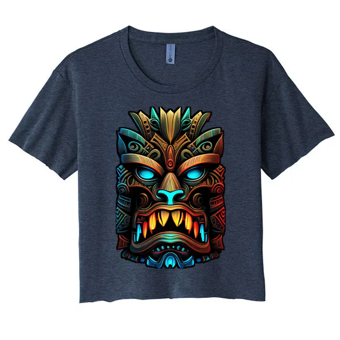 Get Ready For The Beach This Summer with Our Tiki Mask Women's Crop Top Tee