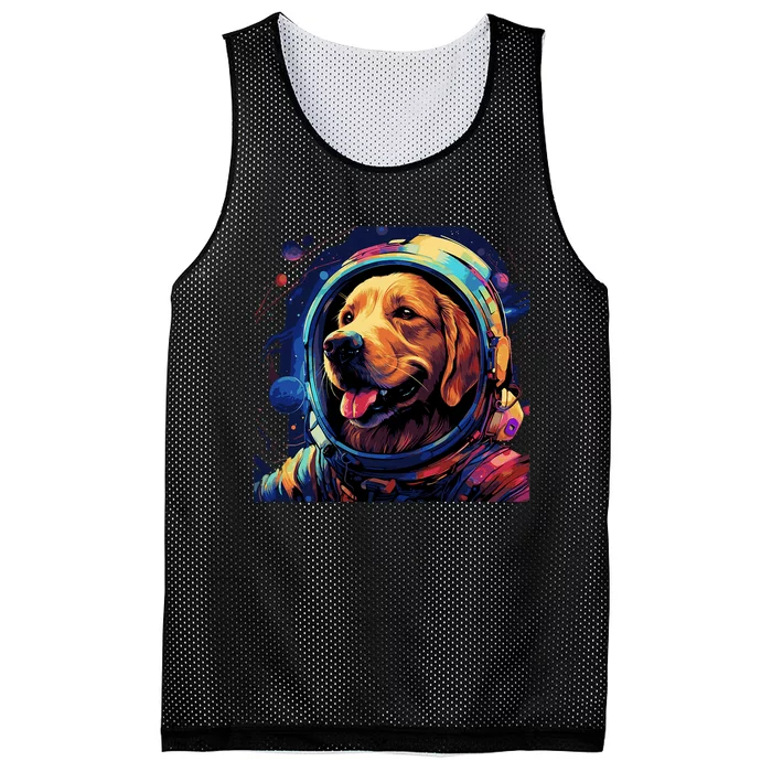 Golden Retriever Funny Golden Retriever Astronaut Mesh Reversible Basketball Jersey Tank