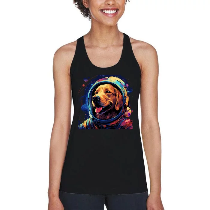 Golden Retriever Funny Golden Retriever Astronaut Women's Racerback Tank