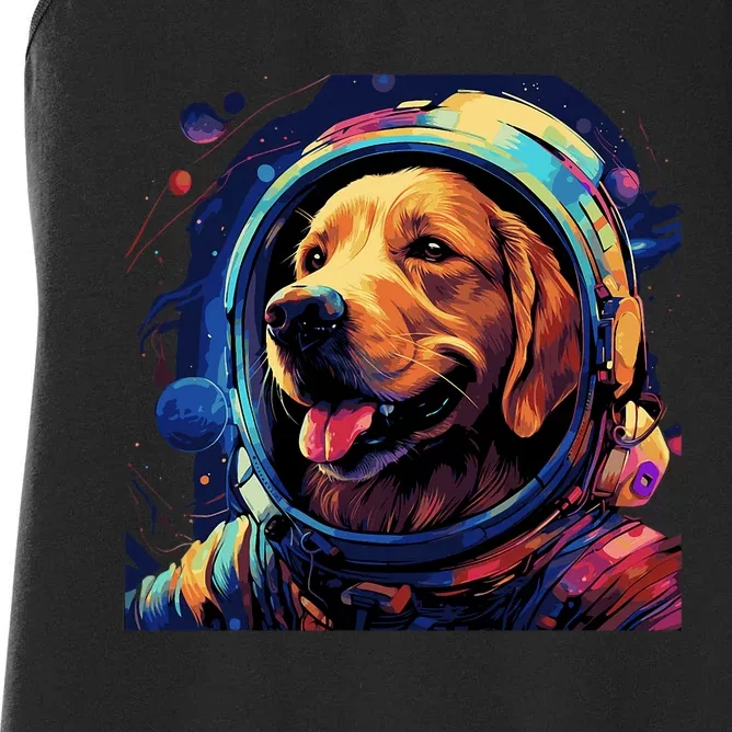 Golden Retriever Funny Golden Retriever Astronaut Women's Racerback Tank