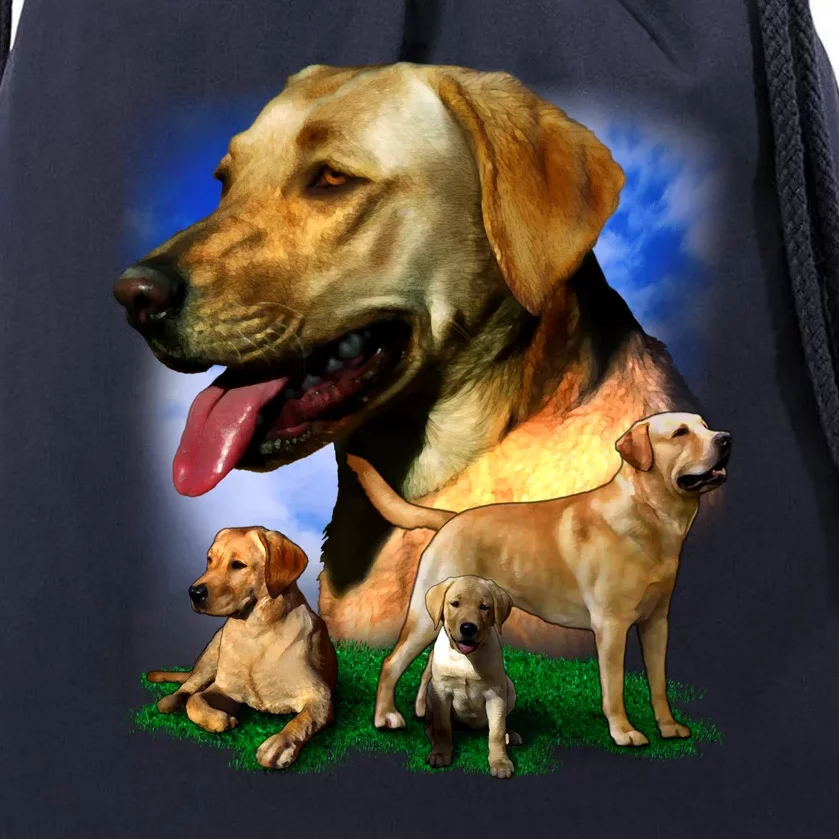 Golden Retriever Family Of Dogs Portrait Drawstring Bag