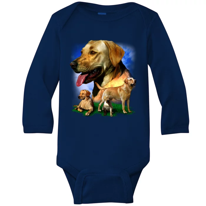 Golden Retriever Family Of Dogs Portrait Baby Long Sleeve Bodysuit