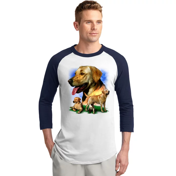 Golden Retriever Family Of Dogs Portrait Baseball Sleeve Shirt