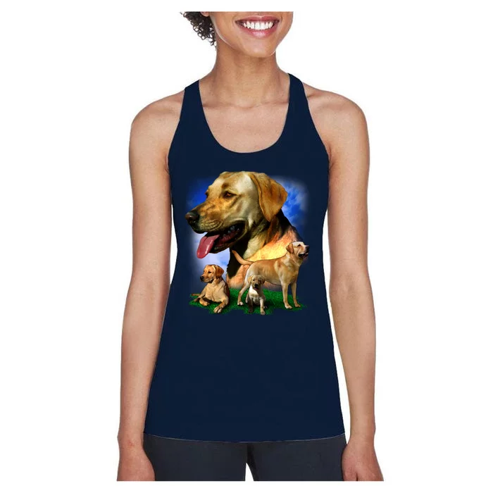 Golden Retriever Family Of Dogs Portrait Women's Racerback Tank