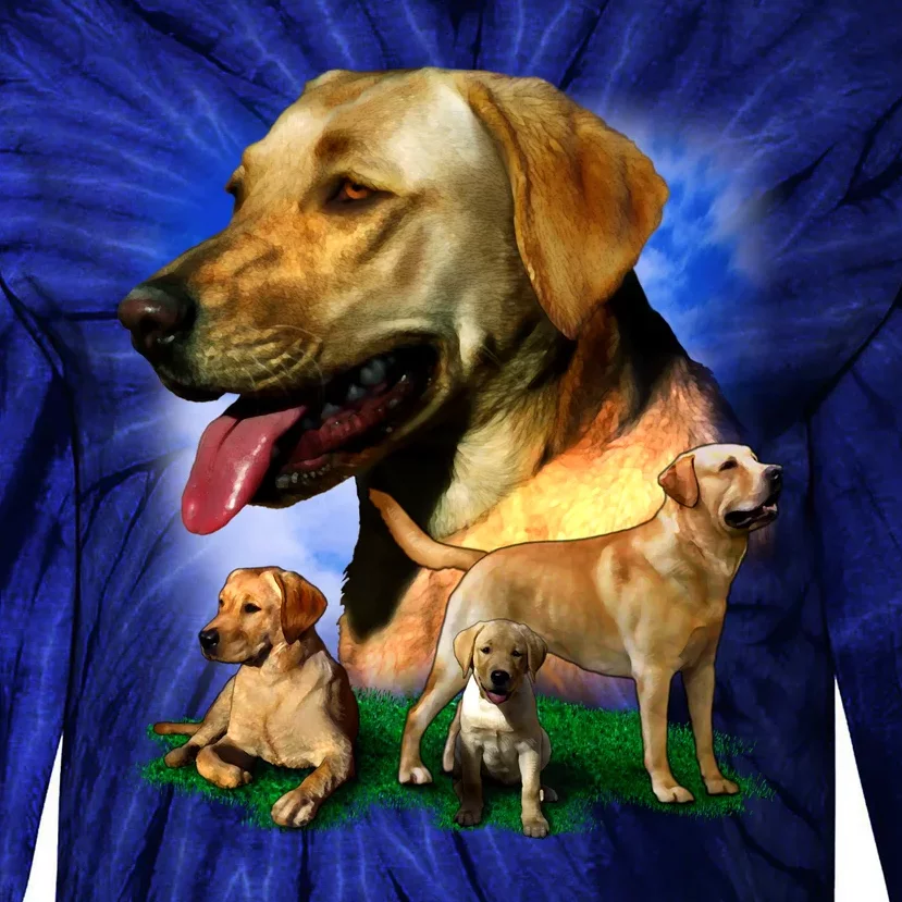 Golden Retriever Family Of Dogs Portrait Tie-Dye Long Sleeve Shirt