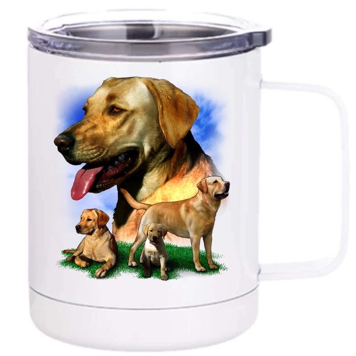 Golden Retriever Family Of Dogs Portrait Front & Back 12oz Stainless Steel Tumbler Cup