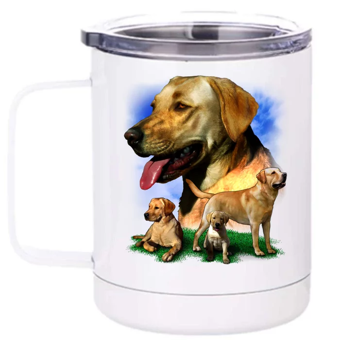 Golden Retriever Family Of Dogs Portrait Front & Back 12oz Stainless Steel Tumbler Cup