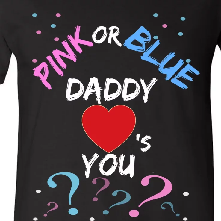 Gender Reveal For Dad Blue Daddy Loves You Hoodie V-Neck T-Shirt