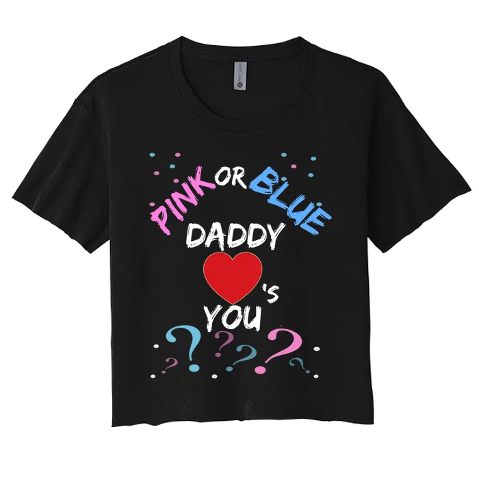 Gender Reveal For Dad Blue Daddy Loves You Hoodie Women's Crop Top Tee