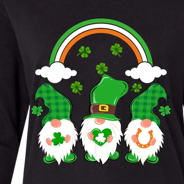 Gnomies Rainbow Funny St Patrick's Day Womens Cotton Relaxed Long Sleeve T-Shirt