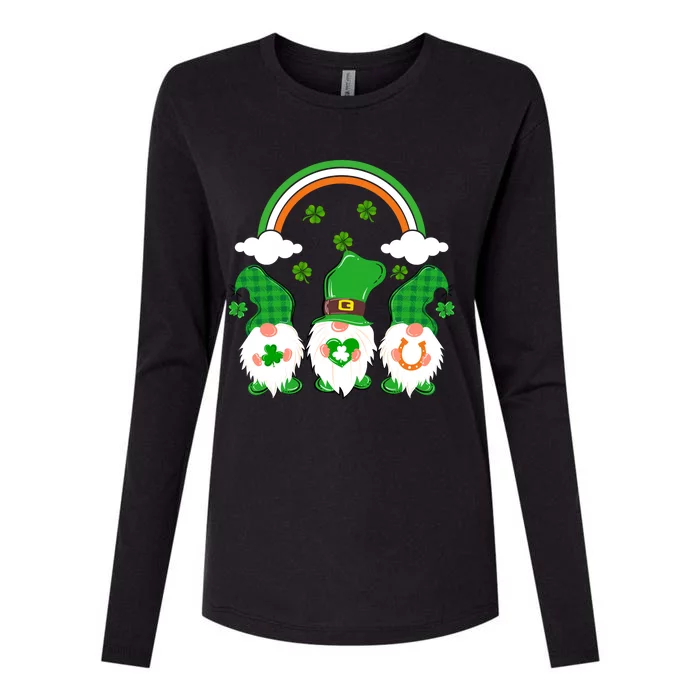 Gnomies Rainbow Funny St Patrick's Day Womens Cotton Relaxed Long Sleeve T-Shirt