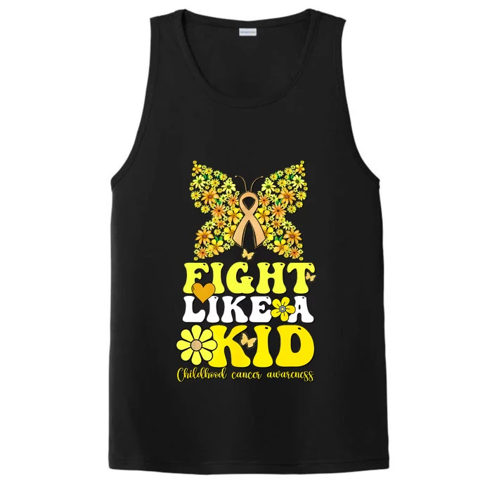 Gold Ribbon Fight Like Kids For Childhood Cancer Awareness Performance Tank