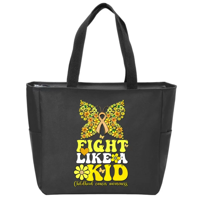 Gold Ribbon Fight Like Kids For Childhood Cancer Awareness Zip Tote Bag