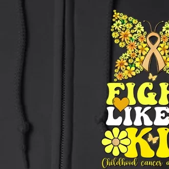 Gold Ribbon Fight Like Kids For Childhood Cancer Awareness Full Zip Hoodie