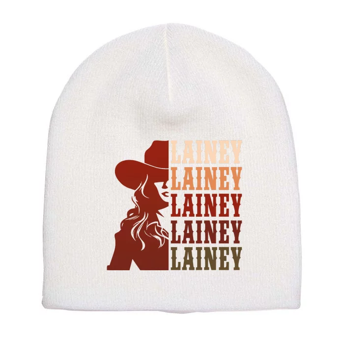 Girl Retro First Name Lainey Personalized Cowgirl Party Short Acrylic Beanie