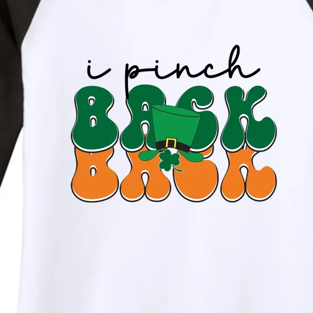 Groovy Retro Kids Funny St Patricks Day Saying For Girls Boys I Pinch Back Women's Tri-Blend 3/4-Sleeve Raglan Shirt