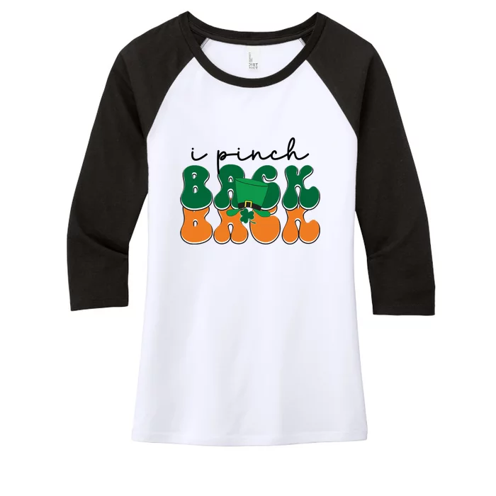 Groovy Retro Kids Funny St Patricks Day Saying For Girls Boys I Pinch Back Women's Tri-Blend 3/4-Sleeve Raglan Shirt