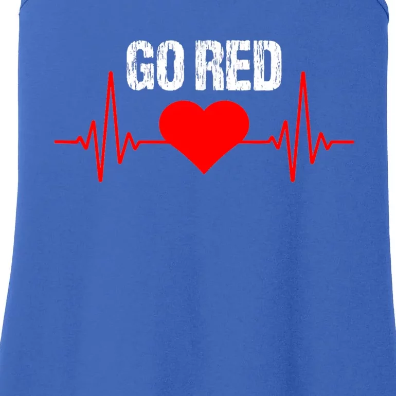 Go Red For Heart Disease Month Awareness Funny Gift Ladies Essential Tank