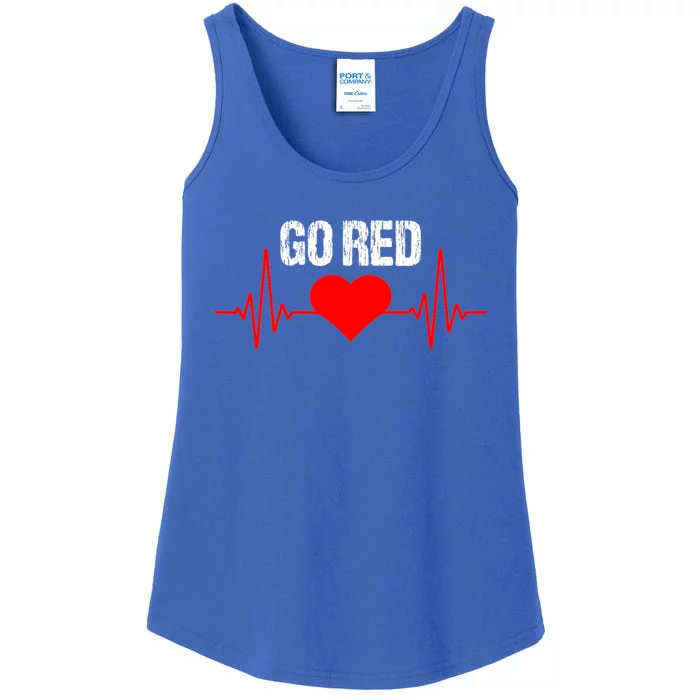 Go Red For Heart Disease Month Awareness Funny Gift Ladies Essential Tank