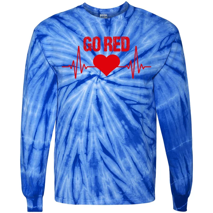 Go Red For Heart Disease Month Awareness Gift Tie-Dye Long Sleeve Shirt