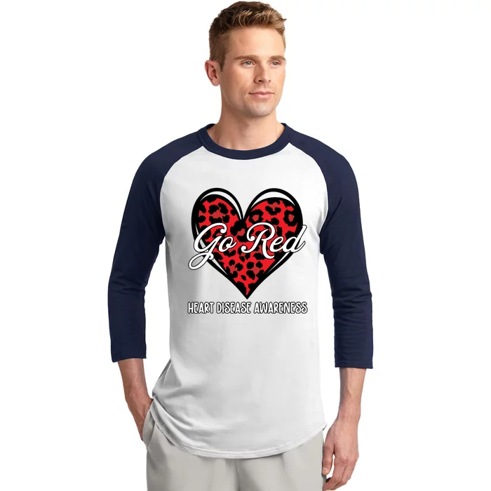 Go Red For Womens Heart Disease Awareness Month Leopard Baseball Sleeve Shirt