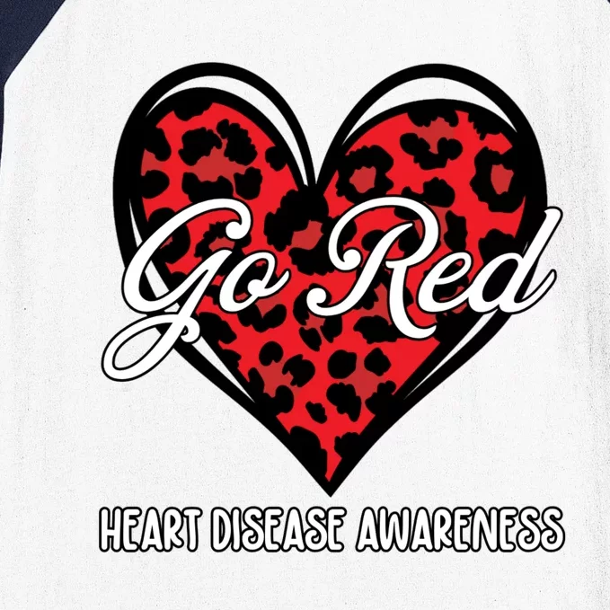 Go Red For Womens Heart Disease Awareness Month Leopard Baseball Sleeve Shirt