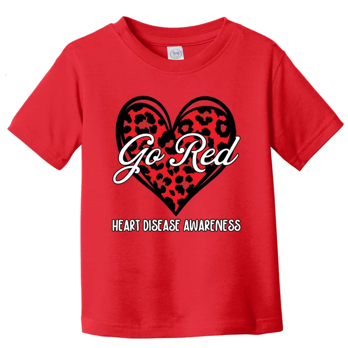 Go Red For Womens Heart Disease Awareness Month Leopard Toddler T-Shirt