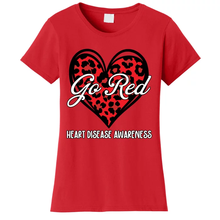 Go Red For Womens Heart Disease Awareness Month Leopard Women's T-Shirt