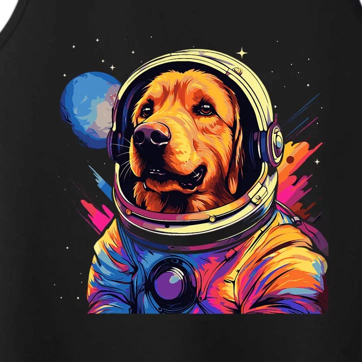 Golden Retriever Funny Golden Retriever Astronaut Performance Tank