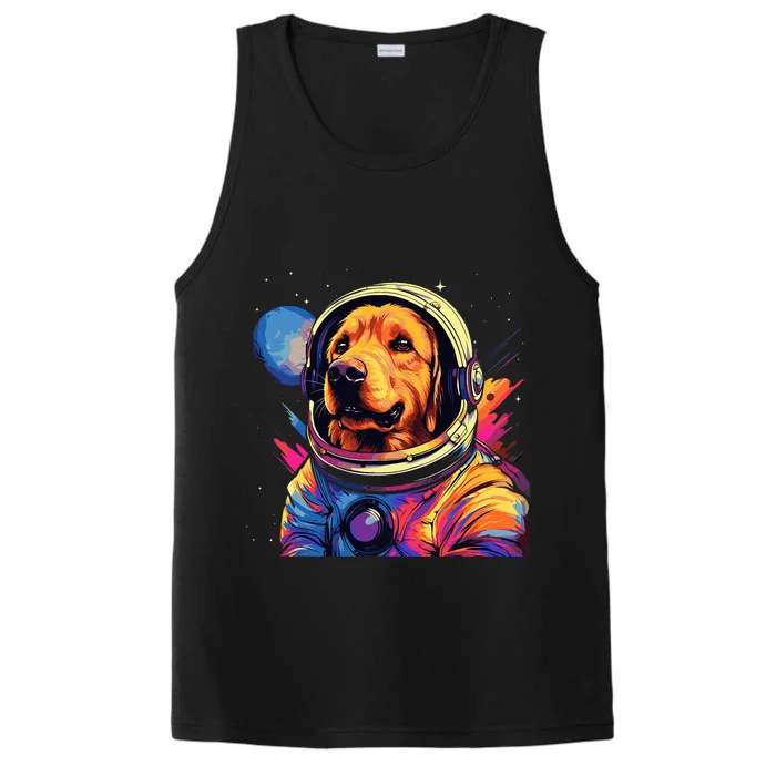 Golden Retriever Funny Golden Retriever Astronaut Performance Tank