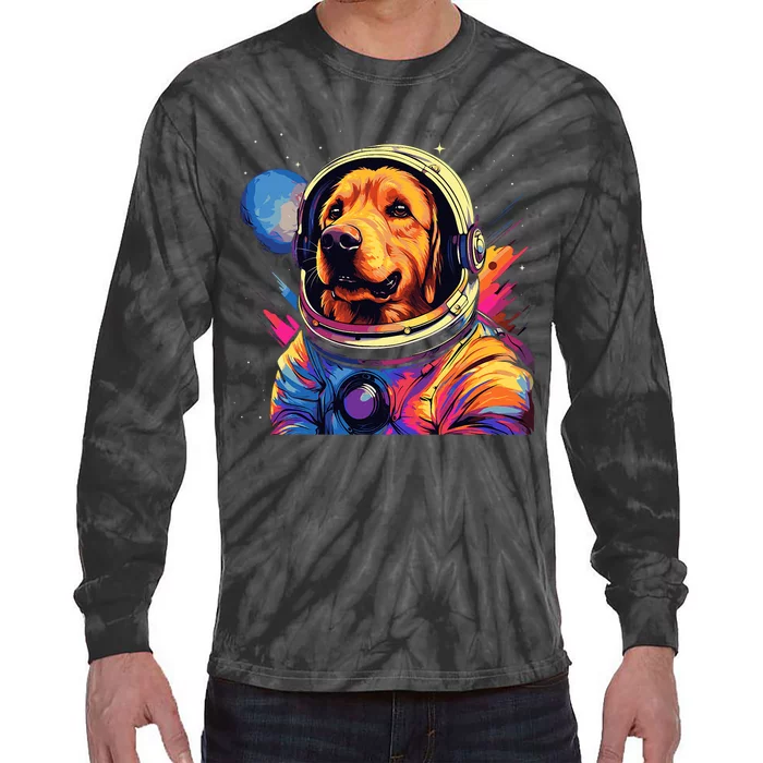 Golden Retriever Funny Golden Retriever Astronaut Tie-Dye Long Sleeve Shirt