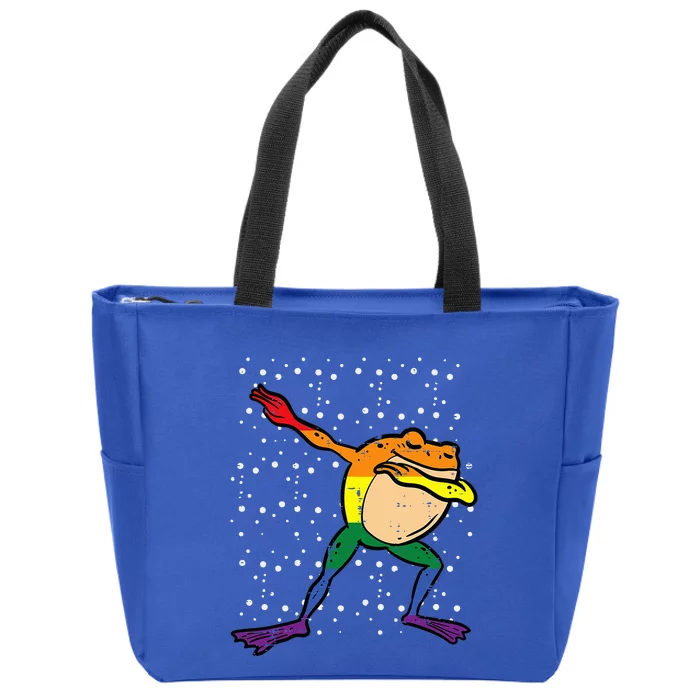 Gay Rainbow Frog Dab Pride Month Lgbt Ally Zip Tote Bag