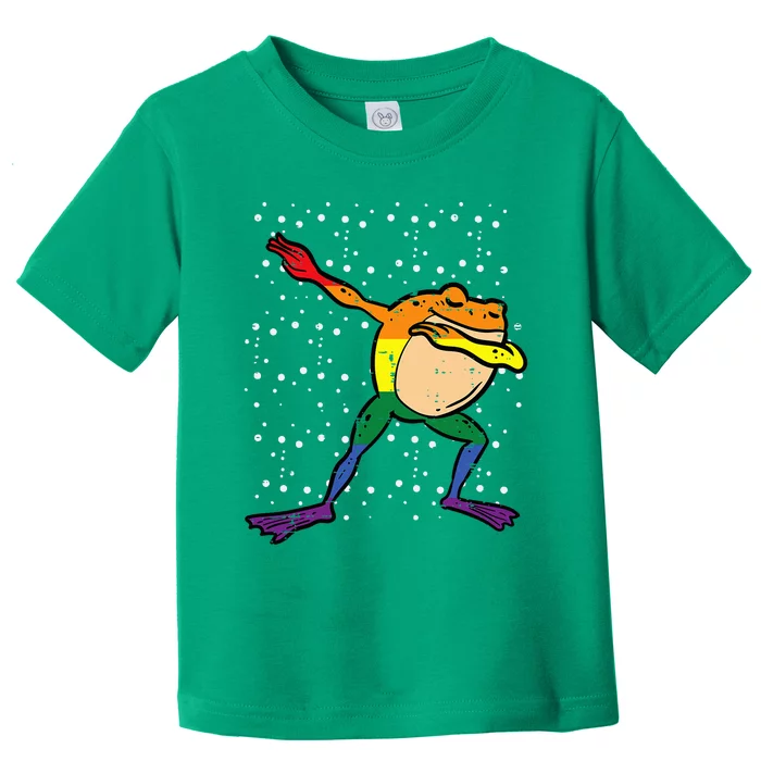 Gay Rainbow Frog Dab Pride Month Lgbt Ally Toddler T-Shirt