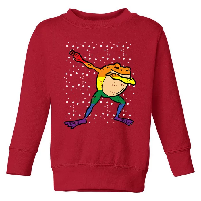 Gay Rainbow Frog Dab Pride Month Lgbt Ally Toddler Sweatshirt