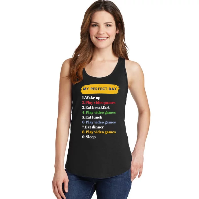 Gamer Routine Funny Gamer Epic Gamer Happy Gamer Video Games Lover Ladies Essential Tank