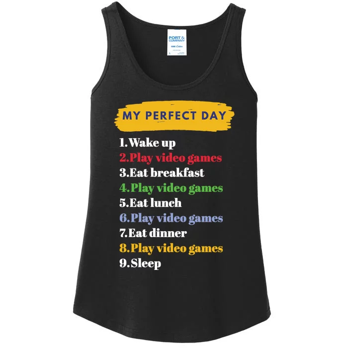 Gamer Routine Funny Gamer Epic Gamer Happy Gamer Video Games Lover Ladies Essential Tank