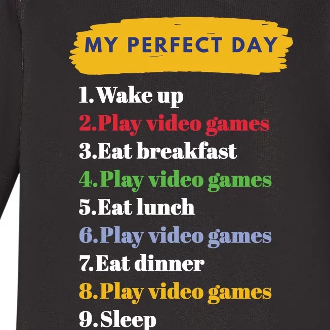 Gamer Routine Funny Gamer Epic Gamer Happy Gamer Video Games Lover Baby Long Sleeve Bodysuit