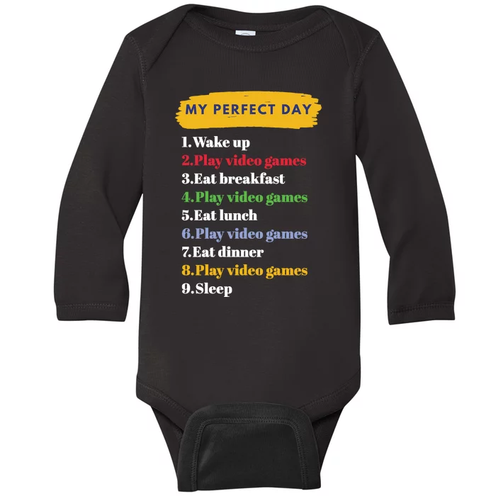 Gamer Routine Funny Gamer Epic Gamer Happy Gamer Video Games Lover Baby Long Sleeve Bodysuit