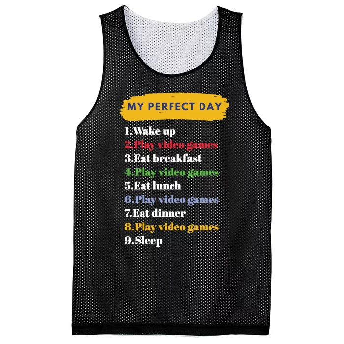 Gamer Routine Funny Gamer Epic Gamer Happy Gamer Video Games Lover Mesh Reversible Basketball Jersey Tank