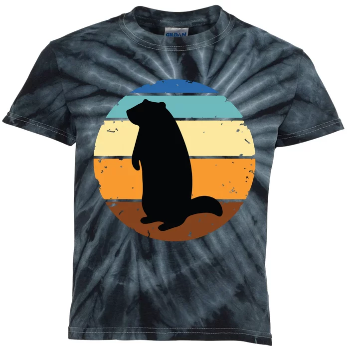 Groundhog Retro Funny Woodchuck Groundhog Day Kids Tie-Dye T-Shirt