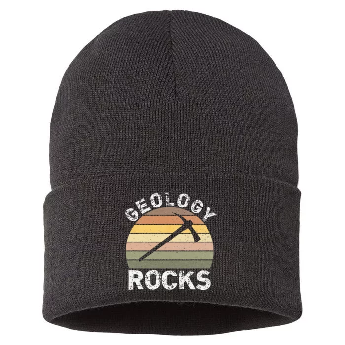 Geology Rocks Funny Geologist Funny Geology Dad Joke Pun Sustainable Knit Beanie