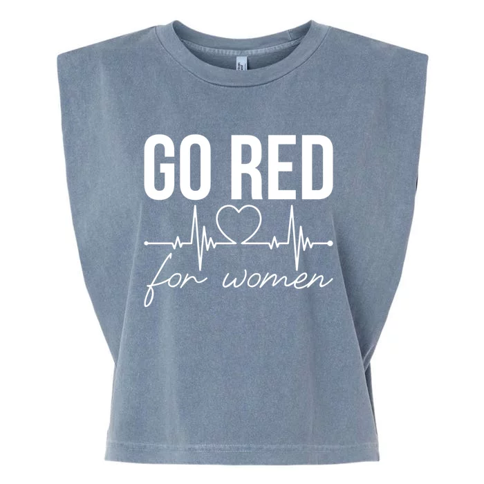 Go Red Funny Heart Disease Awareness Month Gift Garment-Dyed Women's Muscle Tee