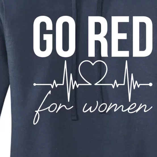 Go Red Funny Heart Disease Awareness Month Gift Women's Pullover Hoodie