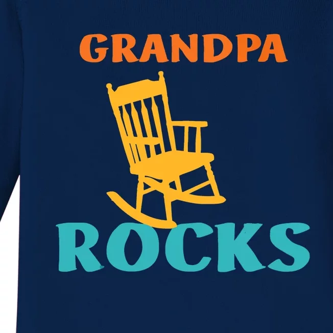 Grandpa Rocks Funny Retro Apparel Baby Long Sleeve Bodysuit