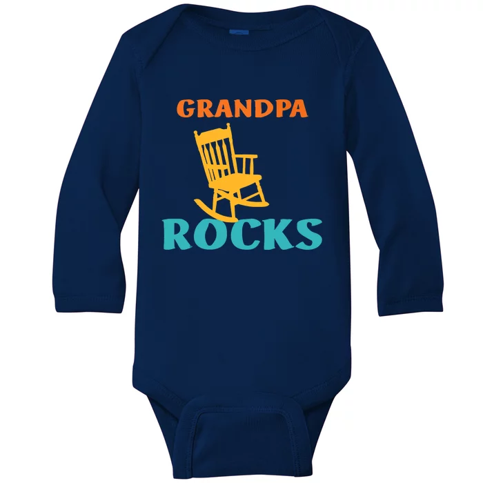 Grandpa Rocks Funny Retro Apparel Baby Long Sleeve Bodysuit