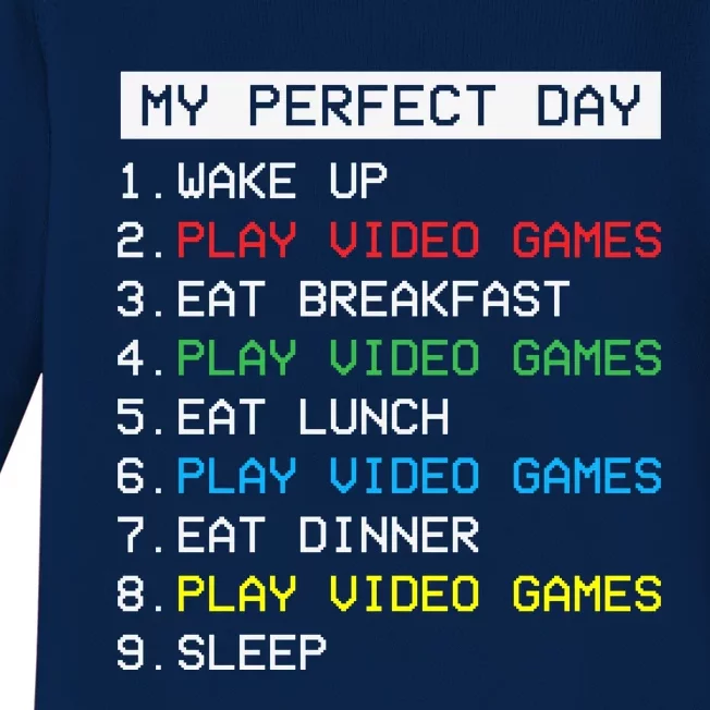 Gamer Routine Funny Gamer Epic Gamer Happy Gamer Video Games Lover Baby Long Sleeve Bodysuit