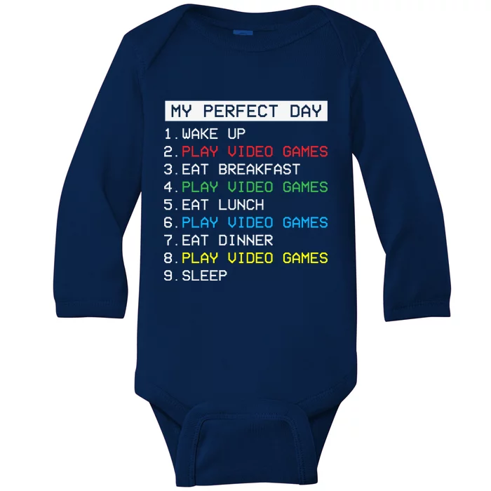 Gamer Routine Funny Gamer Epic Gamer Happy Gamer Video Games Lover Baby Long Sleeve Bodysuit