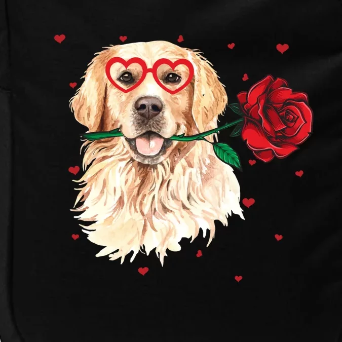 Golden Retriever Face Heart Glasses Valentines Day Dog Lover Great Gift Impact Tech Backpack