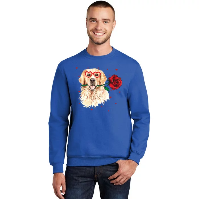 Golden Retriever Face Heart Glasses Valentines Day Dog Lover Great Gift Sweatshirt